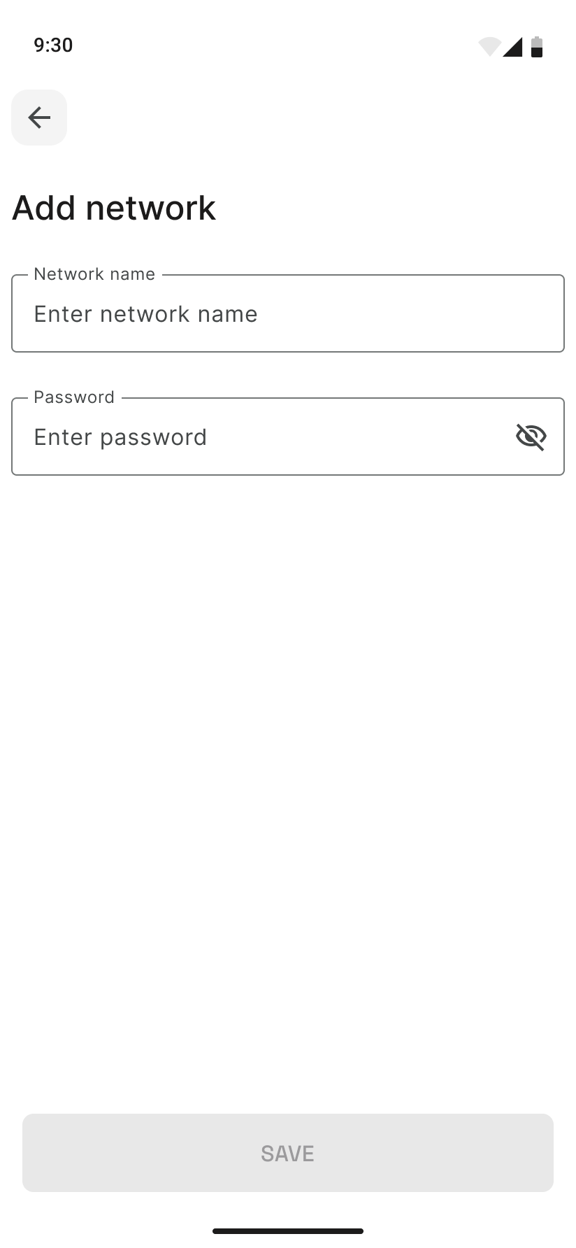 Add network screen