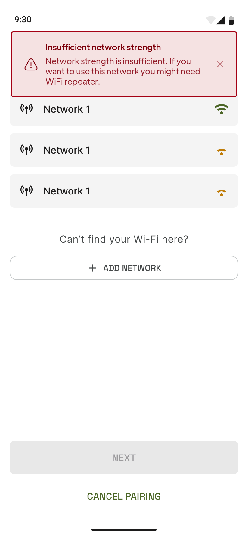 Wi-Fi connection error